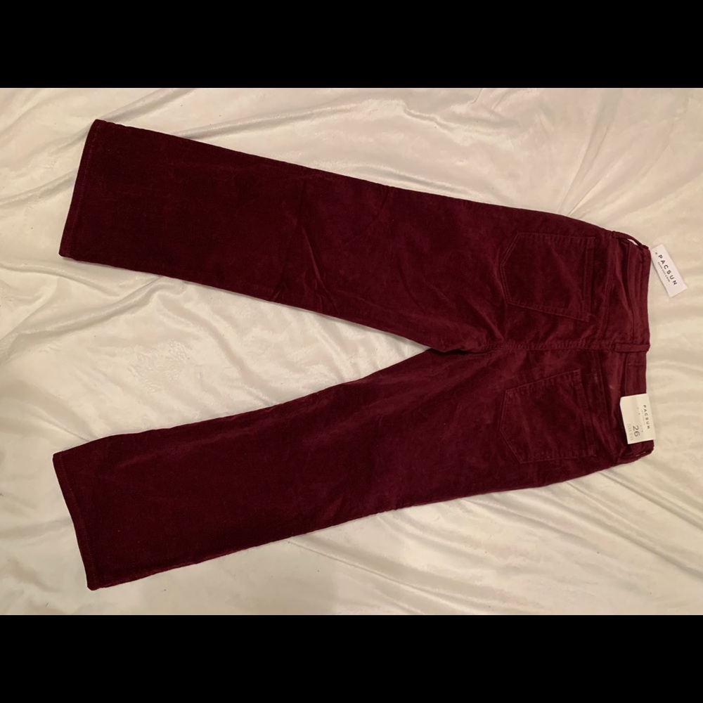 Eggplant colored cropped corduroy pants